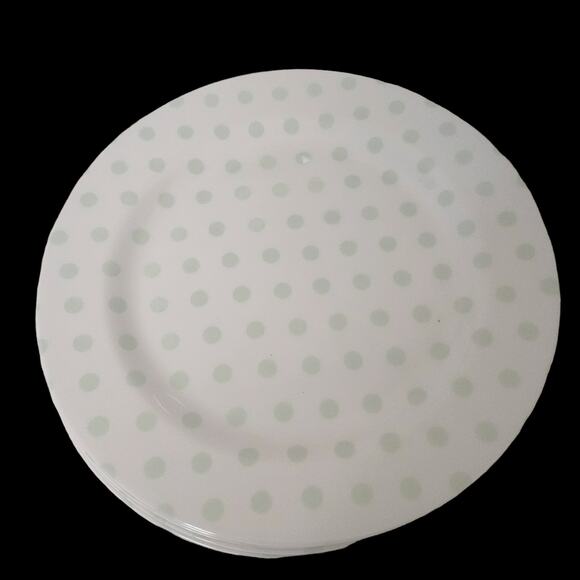 Moda Home Green and White 12" Plastic plates Set of 8 - Picture 2 of 4